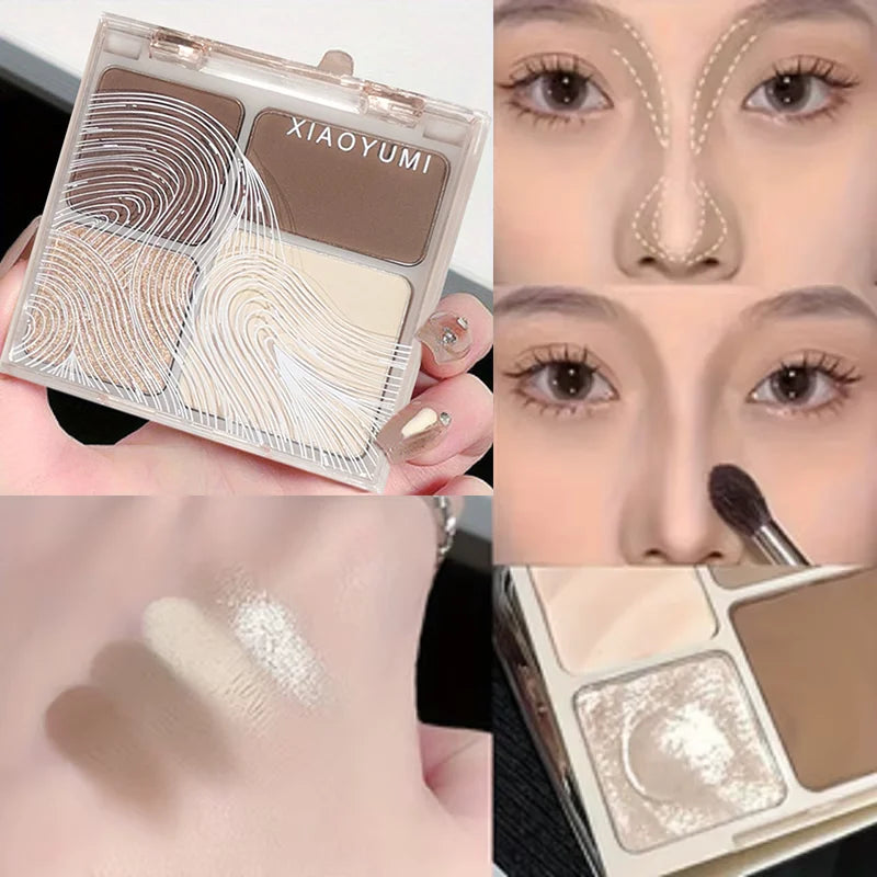 Natural Face Powder Palette – Matte Bronzer, Contour, Highlighter & Blush