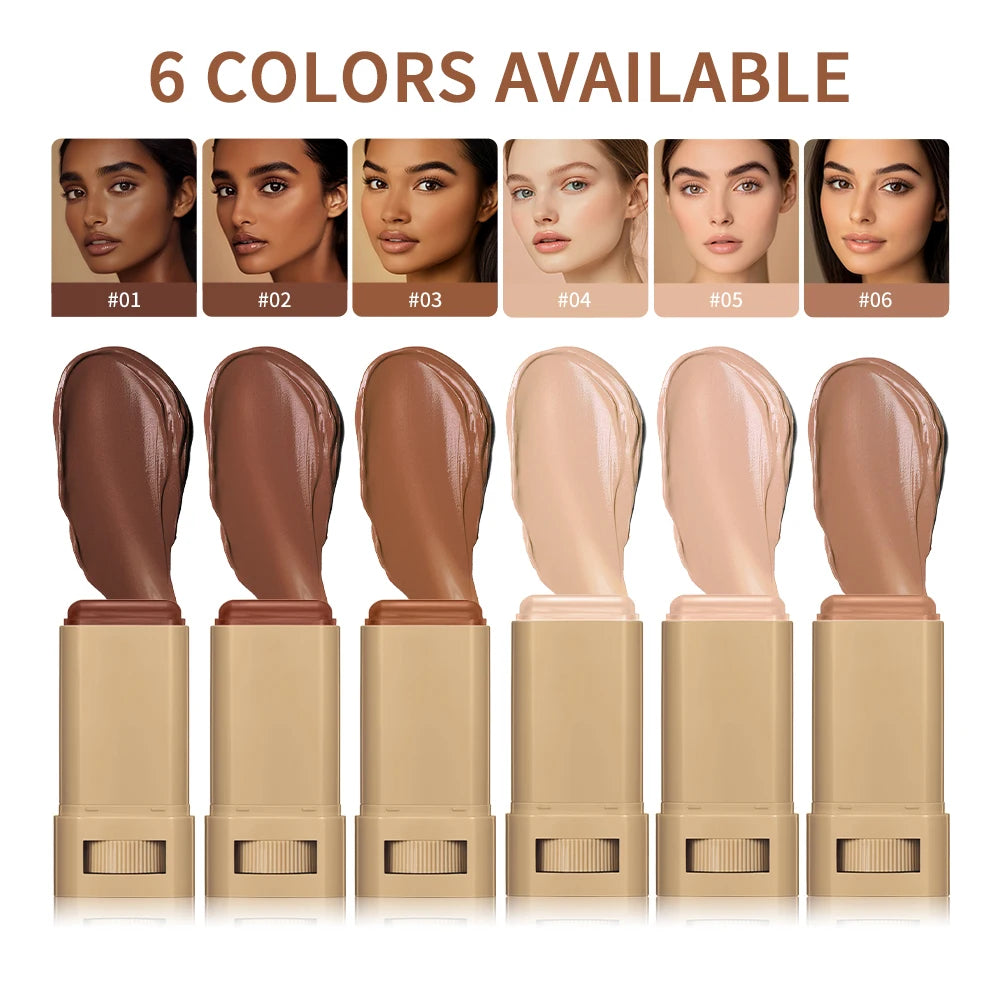 Skin Tint Foundation Stick – 6 Shades, High Coverage, Plumping Balm & Serum