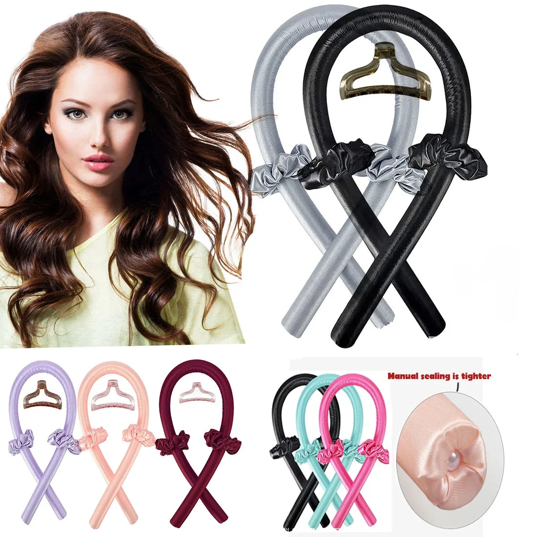 Heatless Silk Curling Rod Headband – No Heat Soft Hair Rollers for Curls & Waves